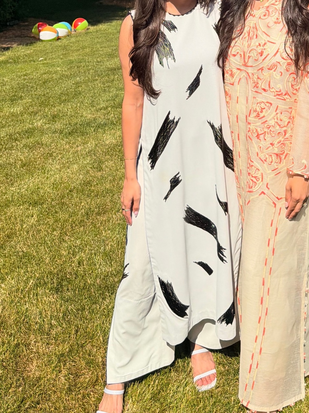 black and white sleeveless desi outfit